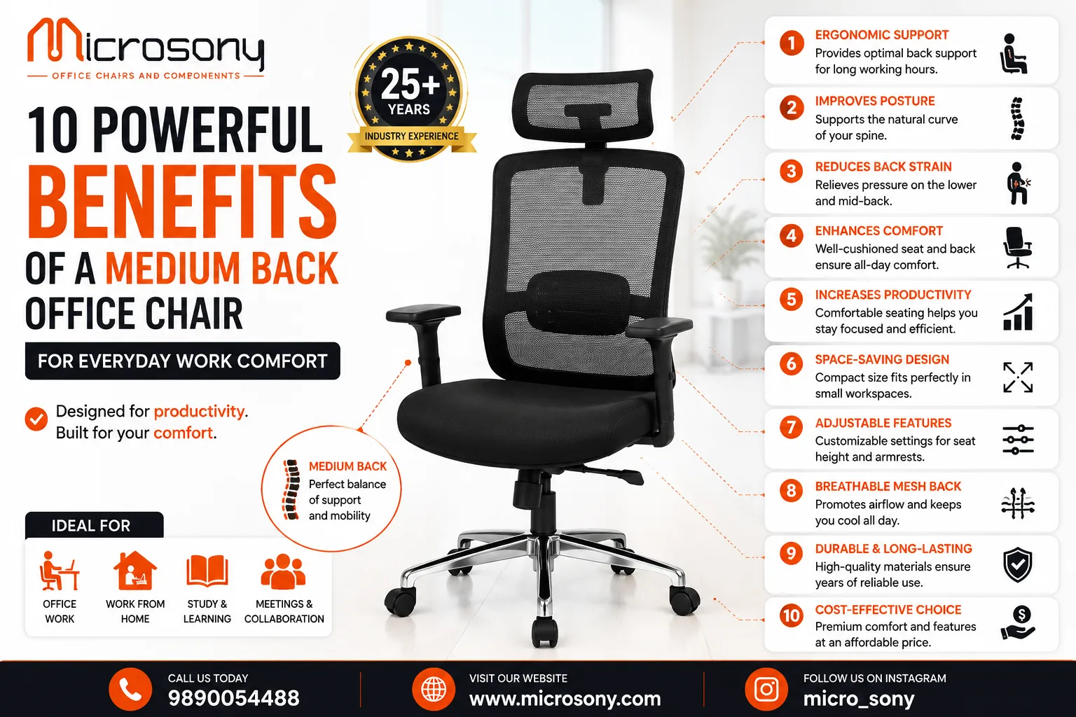 medium back office chair
