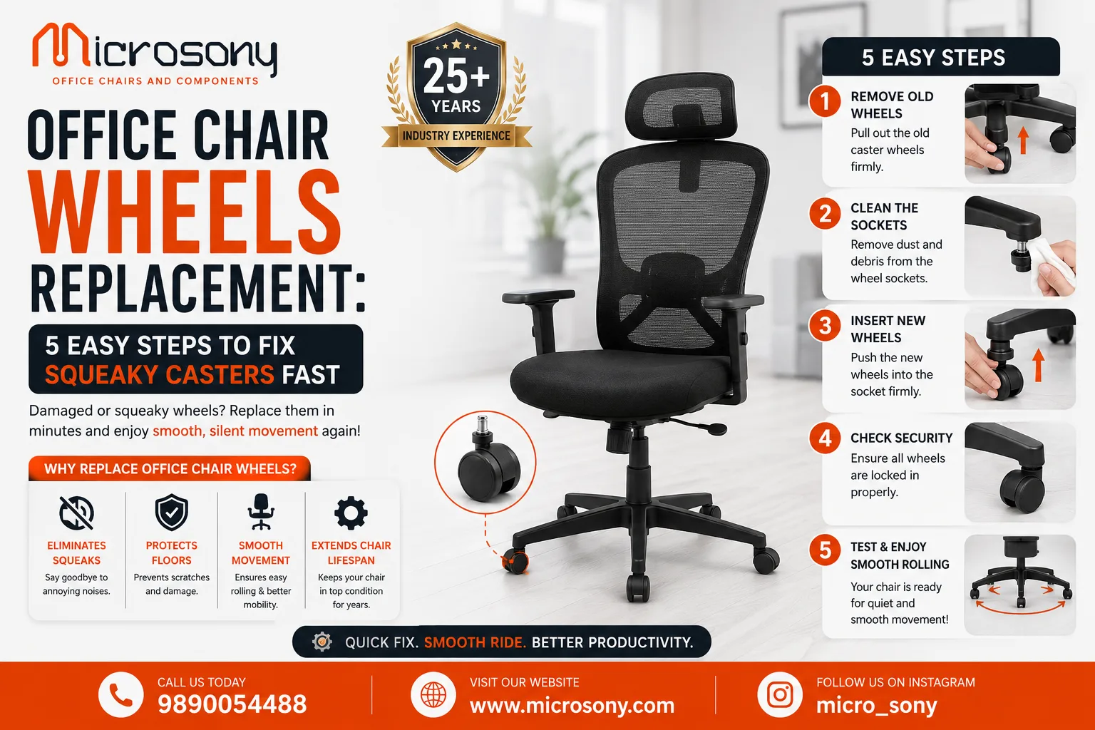 office chair wheels replacement